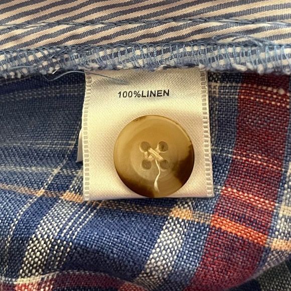 Peter Millar Seaside Men's Size 40 100% Linen Blue Madras Plaid Check Shorts-EUC - Picture 7 of 7